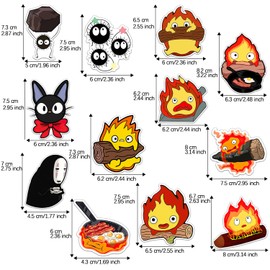 GTOTd Calcifer Fridge Magnet (Pack of 12) Gifts Merch Decoration Bumper Sticker Fridge Metal Magnet Flexible Reusable Magnetic Vinyl