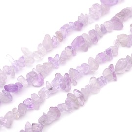 400pcs Natural Chip Stone Beads 5-8mm Healing Crystal Irregular Gemstones Loose Rocks Bead Hole Drilled DIY for Bracelet Necklace Earrings Jewelry Making Crafting (Lavender Amethyst 2 Strands)