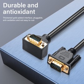 PNGKNYOCN 90 Degree VGA Cable, 1.5 m 1080P Full HD Down Angle VGA Male to Straight Male Video Cable for Computer Monitor Projector and More (1.5 m)