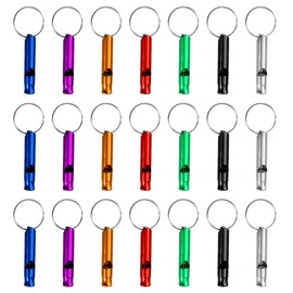 Aluminium Alloy Sports Whistle, Pack of 21 Aluminium Whistle, Whistle, Emergency Whistle with Keyring, Outdoor Survival Signal Whistle, Survival Emergency Mini Whistle for Camping, Hiking, Boating