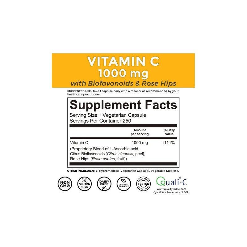 Viva Naturals Vitamina 1000mg 250 Cápsulas