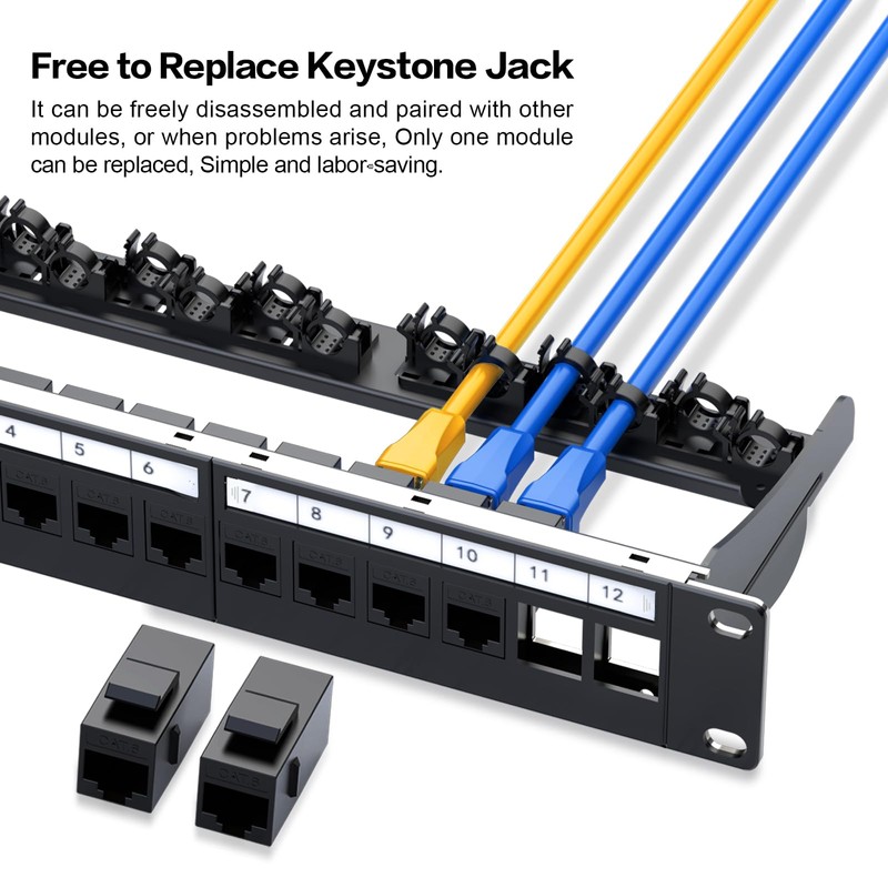 PBAEGAV Patch Panel 12 Port with 12 Pcs Cat6 Keystone