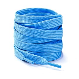 Fozobaiy Flat Trainers Shoe laces, 8mm Wide Shoe Lace for Sneakers, Premium Trainer Shoe String, Replacements for Athletic Sport Shoelaces (Sky Blue,35 inch/90cm(1 Pair))