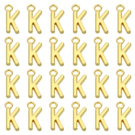 PATIKIL 50 Pcs Alphabet Charm Initial Pendant Charm Bulk Cute DIY for Jewelry Making Bracelets Earrings Necklace Keychains Crafts, Golden, K