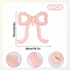 4pcs Bow Balloons, Funny Bow Balloons Decorations Birthday Themed Party Decorations Supplies for Birthday Bridal Shower Bachelorette Party (Pink)
