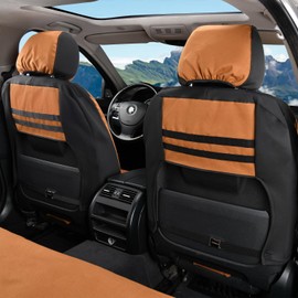 Coverado Car Seat Covers Front, Canvas Universal Seat Covers for Cars, 2-Pack Car Seat Cushions, Auto Seats Protectors for Kids & Dogs, Driver Seat Covers Fit for Most Vehicles Trucks SUVs/Khaki