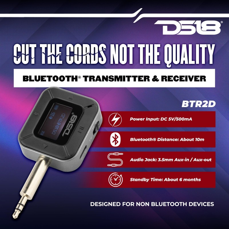 DS18 BTR2D 2 in-1 Wireless Bluetooth 5.0 Transmitter Receiver for
