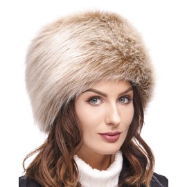 Futrzane Classic Cossack Hat - Faux Fur Hats for Women - Warm Furry Russian Hat (L, Light Brown Classic)