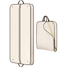 MISSLO 60" Foldable Travel Garment Bag Hanging Dress Bag Covers Long Dress Carriers for Women Suits, Coats, Clothes Protector, Beige