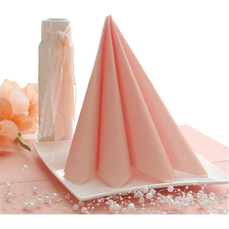 50 Apartina Napkins Fabric-Like Airlaid, Plain, Peach, Size 40 x