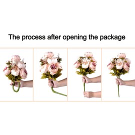 ShengyuanLouiesya Artificial Flowers Fake Silk Peony Flower Bouquet Floral Plants Decor for Home Garden Wedding Party Decor Decoration,Gray Purple