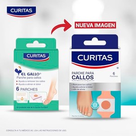Curitas El Gallo parche para callos, alivia el dolor provocado por los callos y su ingrediente activo el ácido salicílico que ayuda a remover los callos, 6 piezas