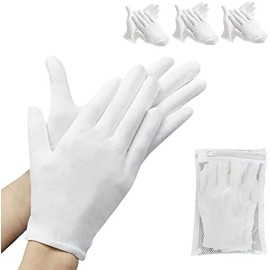 24 Pairs of White Cotton Gloves, Unisex Work Gloves, Dry Hands Eczema SPA moisturizing, Soft Elastic Lining, Suitable for Cosmetics, Coins, Jewelry Inspection