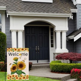Spring Summer Bee Sunflower Garden Flag 12x18 Inch Double Sided Welcome Flowers Floral Flags for Outside Outdoor Yard Decoration Small