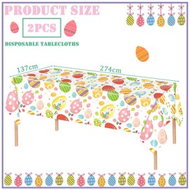 COSORO 2pcs 137 * 274cm Plastic Easter Tablecloth Waterproof,Easter Decorations Table Cloth Colorful Eggs Easter Tablecloths Party Table Cover for Easter Party Supplies Table Decorations