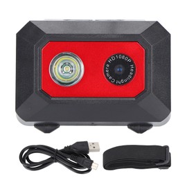 Sports Camera Mini High Definition Camera with LED Searchlight and High Elastic HeadbandRed