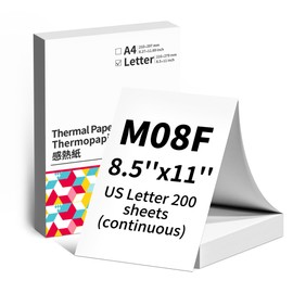 ItriAce Thermal Printer Paper 8.5 x 11 Inch, US Letter Size Thermal Paper Continuous 200 Sheets, Compatible with M08F Letter Thermal Portable Printer, Compatible with HPRT MT800/MT800Q Printer