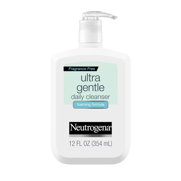Neutrogena Fragrance Free Ultra Gentle Foaming Daily Cleanser, Hydrating Face Wash for Sensitive Skin, Removes Makeup & Gently Cleanses Without Over Drying, Hypoallergenic, 12 fl. oz