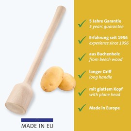 Westmark Potato & Herb Masher - Heavy Duty Hand Masher Ideal for Potatoes, Sauerkraut and Fermenting Proofing, Effortless Application - Beech Wood