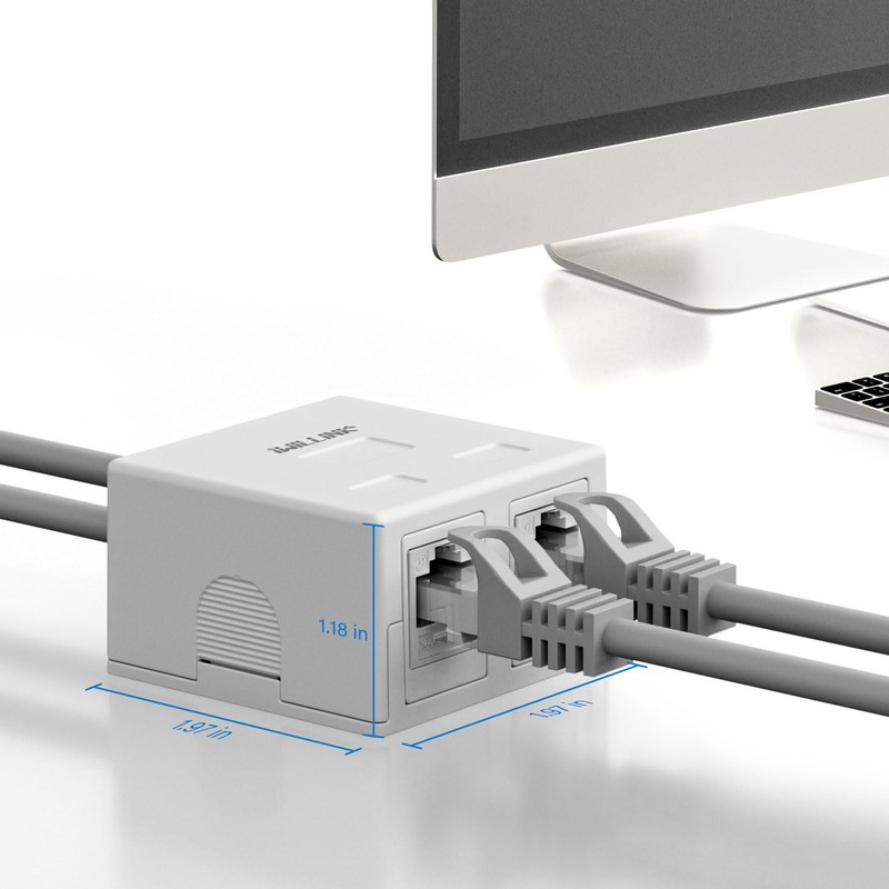 iwillink 2-Port Keystone Jack Surface Mount Box, White 5-Pack