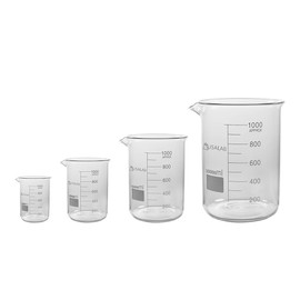 USA Lab Low Form Beakers with Extra Large Marking, 3.3 Borosilicate Glass Beaker for Chemistry Lab Test, Scientific Chemical Mixing, Multipurpose Liquid Measuring Beaker for Cocktail, Cooking, 25ML
