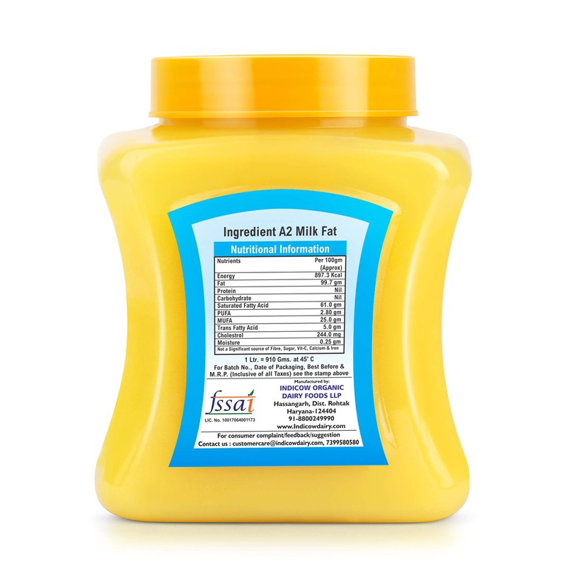 INDICOW A2 Cow GheeCertified (Grass Fed A2 Cows, Paleo and