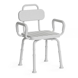 Loyoda 360° Swivel Shower Chair for Inside Shower, Removable Arms & Back, Adjustable Height Rotating Shower Stool for Seniors and Disabled，Swivel Bath Chair for Inside Tub，Neutral Gray