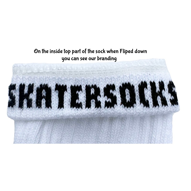 SKATERSOCKS 19" Mid calf White tube socks with Royal Blue-Red
