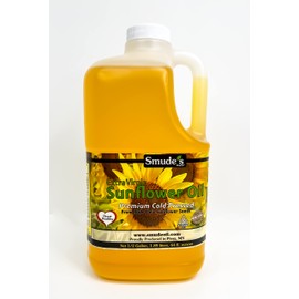 Smude's Brand Cold Pressed Sunflower Oil – ½ Gallon (64 oz.) Plastic Bottle | Healthy & Versatile Cooking Oil, High Oleic, Heart Healthy | All Natural, Chemical Free, 100% Pure, Unrefined | Gluten Free, Dairy Free, Non-GMO, Vegan, Kosher…