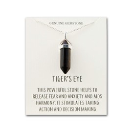 Philip Jones Tiger's Eye Gemstone Necklace with Quote Card