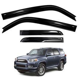 BJSIA Tape-On Rain Guards Window Deflectors Side Window Visor Deflector Rain Guard Compatible with 2010-2022 Toyota 4Runner, Dark Smoke, 4pc, Car Accessories (Outside Mount)