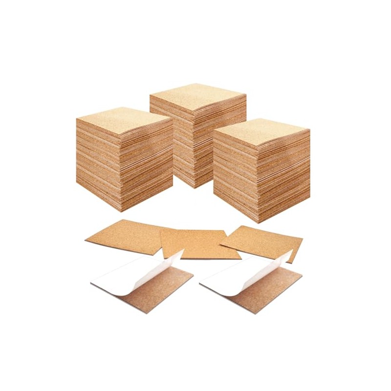 150 Pcs self Adhesive Cork Coasters Bulk,4"x 4" Coaster Bottoms