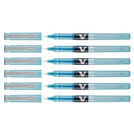 Pilot V5 Hi-Tecpoint Liquid Ink Fine Turquoise Paste (Pack of 6