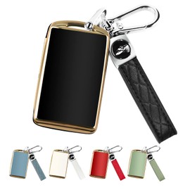 QBUC for Mazda Key Fob Cover Case with Leather Keychain for 2019-2023 Mazda 3, Mazda 6, Mazda 3 Hatchback, 2020-2023 Mazda CX-5, CX-9, CX-30 (2/3/4 Buttons) (Black)