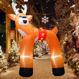 COMIN 14ft Christmas Inflatables Outdoor Decorations Blow Up Reindeer Archway Inflatable with Built-in LEDs for Christmas Indoor Outdoor Yard Lawn Garden Decorations