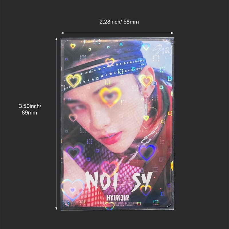 SpireHues Kpop Holographic Photocard Sleeves - 100 Pack with Heart