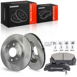 A-Premium Kit de rotores y pastillas de freno de disco delantero compatible con Honda Civic 1990-2000, CRX 1990-1991, Civic led Sol 1993-1997 juego de 6 piezas
