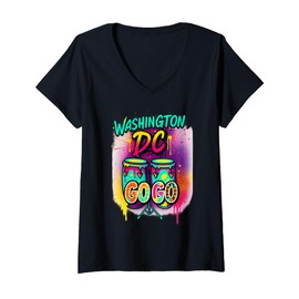 Womens Washington DC Go-Go Graffiti Drums men and women V-Neck T-Shirt