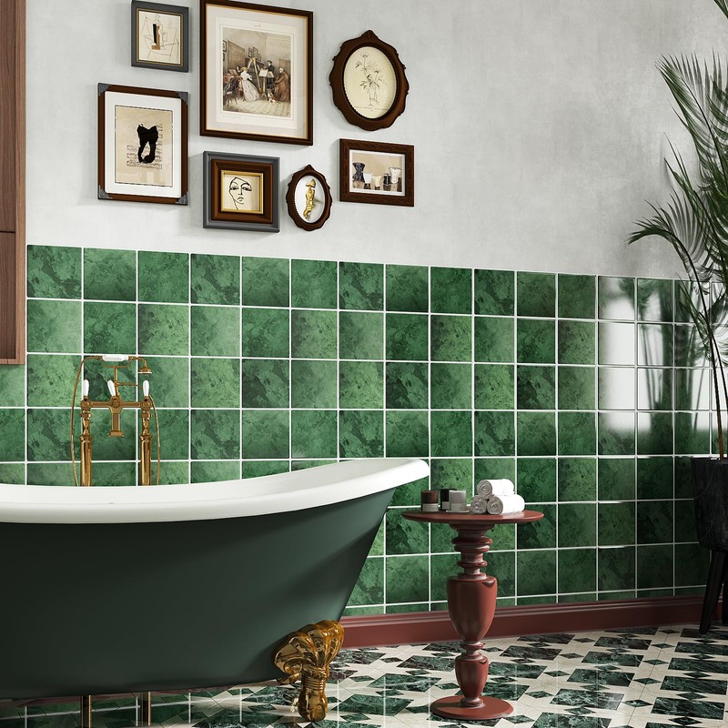VaryStyle Green Peel and Stick Backsplash for Kitchen Bathroom Wall