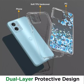 For TCL 40 XE 5G Gradient Sparkle Hybrid Case - Blue Flower