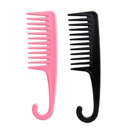2 Pieces Styling Comb, with Hook Handle, for Curls, Antistatic Curling Comb, Shatterproof, Wide Tooth Comb, Detangling Hair Comb, Coarse Comb for Men and Women, for Curls and Long Hair