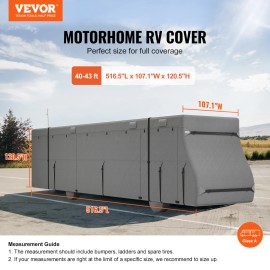 VEVOR Class A Motorhome Covers RV Cover 40-43 ft Non-woven Fabric All-weather
