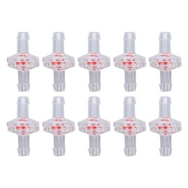10Pcs Anti Backflow Check Valve One Way PP Plastic Non Return Diaphragm Barb for Air Intake Feed Hose Pipe Fitting (5mm Transparent)