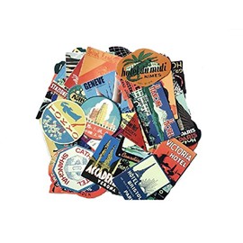 CMJ™ 20 x Luggage Suitcase Retro Vinyl Stickers Vintage Hotel Names World Travel UK Seller