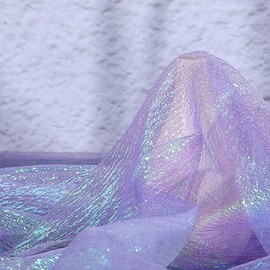 1.4M*1M Iridescent Organza Fabric Dark Purple Organza Polyester Fabric,Iridescent Holographic Gauze for Stage Costume,Performance Costume