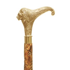 Grand Brass Lion Head Walking Stick - Handmade Wooden Cane with a Vintage Designer Touch for Men and Women