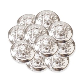 Taiko Buttons (Set of 10) Decorative Buttons, Gold Buttons, Antique Retro (1.0 inches (25 mm), Silver)