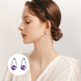 Birthday Earrings 925 Sterling Silver Birthday Hoop Earrings Cubic Zirconia Huggie Earrings for Women Girls Jewellery Gift for Birthday, Sterling Silver