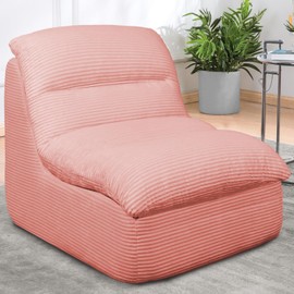 Vonesse Bean Bag Chair, Double-Layered Bean Bag Chair for Adults, Comfortable Memory Foam Bean Bag Sofa, Corduroy Bean Bag Couches for Living Room Bedroom (Pink)