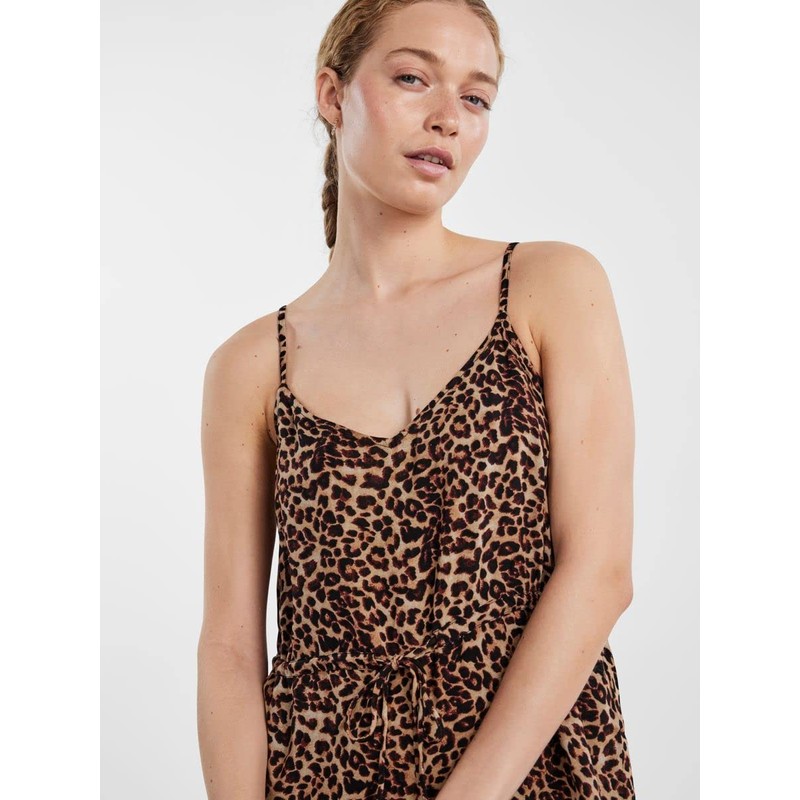 PIECES Women's Pcnya Slip Playsuit Bf BC Jumpsuit, Black/Aop:Leo.